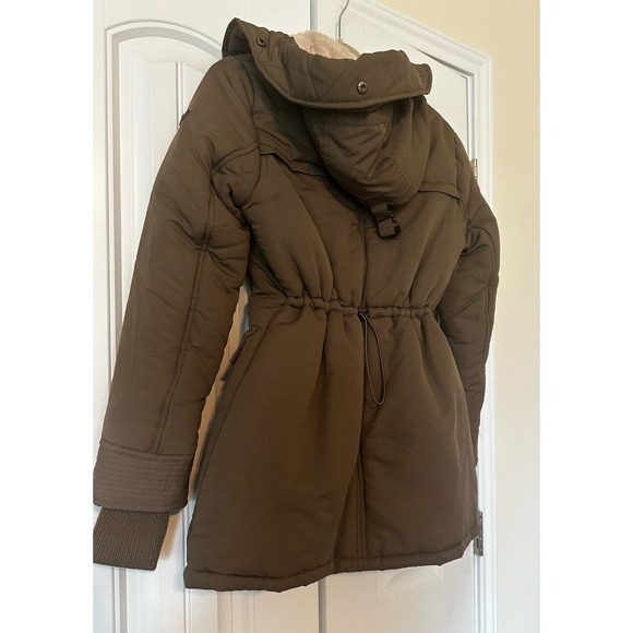 BCBGeneration Puffer jacket Sherpa lined hood cinch waist size XS - Picture 7 of 8